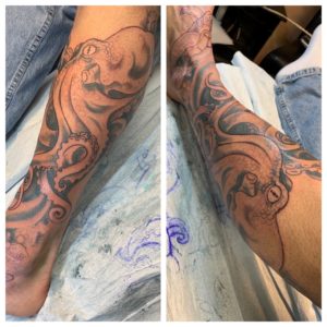 Satyr Moon Tattoo Squid